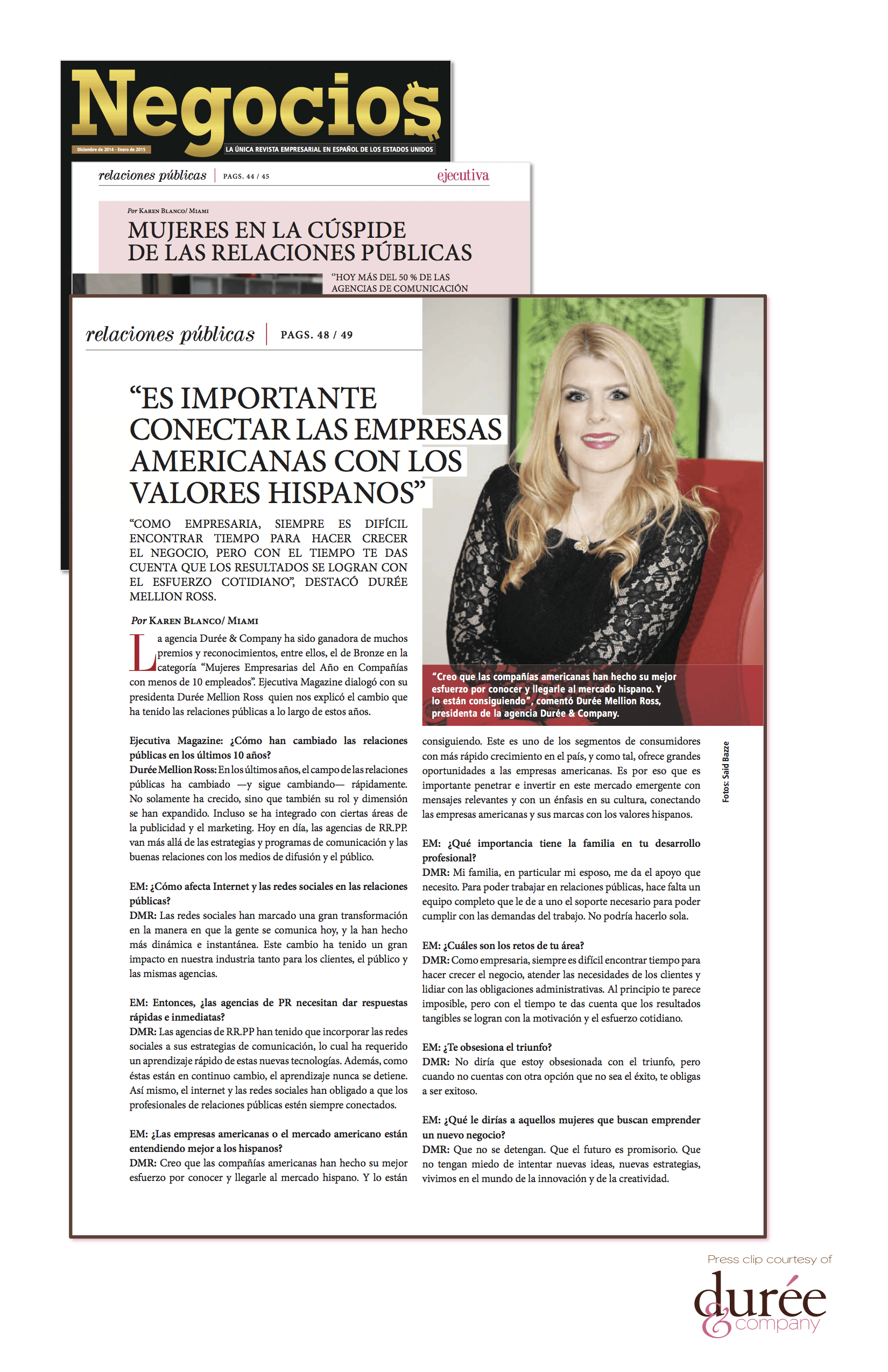 Making the Cover of Negocios - Durée \u0026 Company, image size:1650x2550